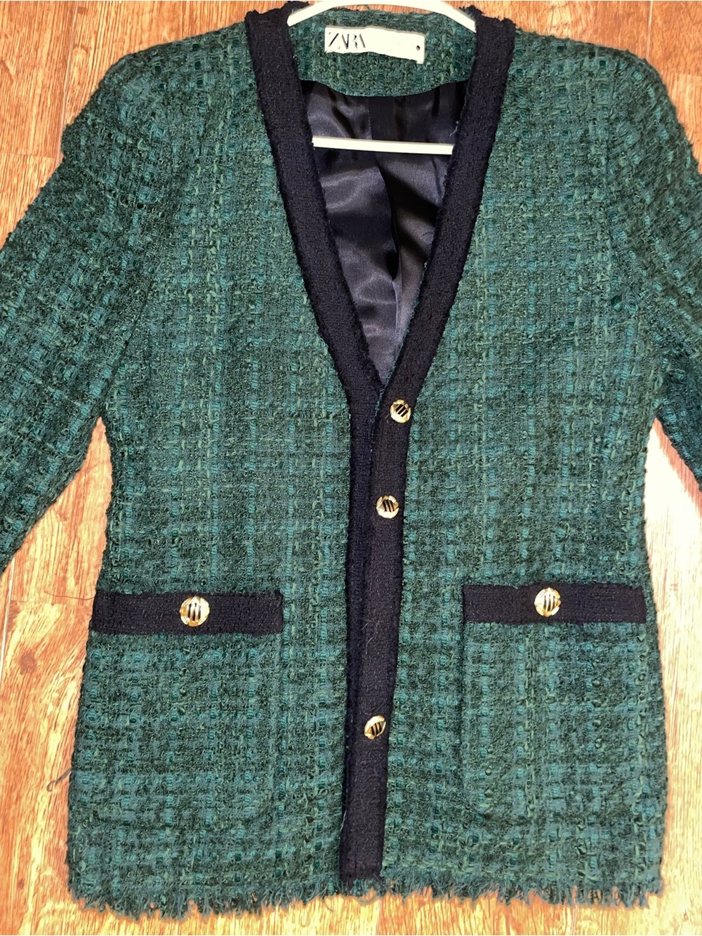 Zara chic BLAZER jacket tweed blazer women size M Chanel style CC - Picture 6 of 16